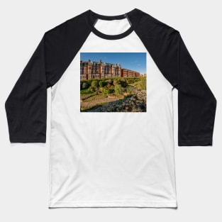 Fisheye view of a Victorian hotel and public gardens in the seaside town of Cromer, North Norfolk Baseball T-Shirt